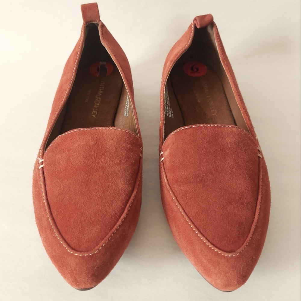 Cynthia Rowley Women Loafer Size 6 Paprika Red Suede Leather Comfort Pointed Toe - Picture 11 of 12